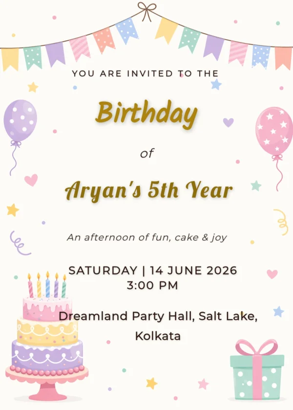 Cute Celebration Birthday — Birthday invitation card template