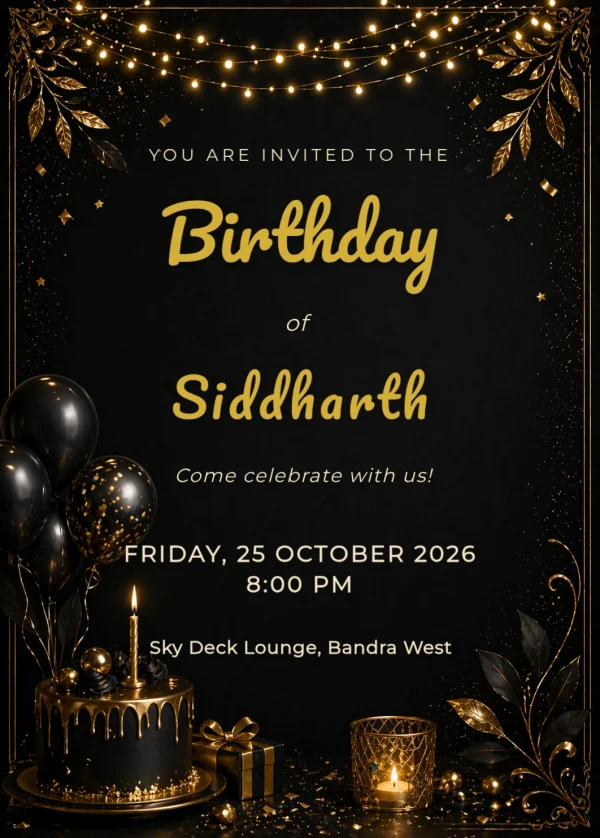Luxury Birthday Night — Birthday invitation card template