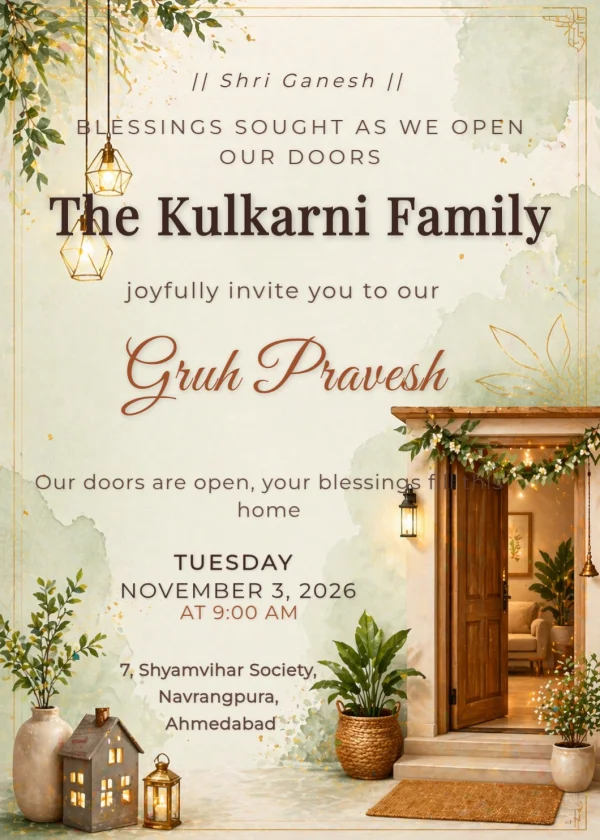 Serene Housewarming Welcome — Housewarming invitation card template