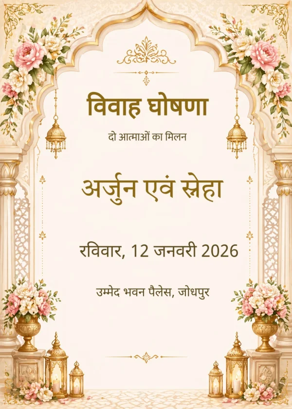 Royal Heritage Wedding (Hindi) — Wedding invitation card template
