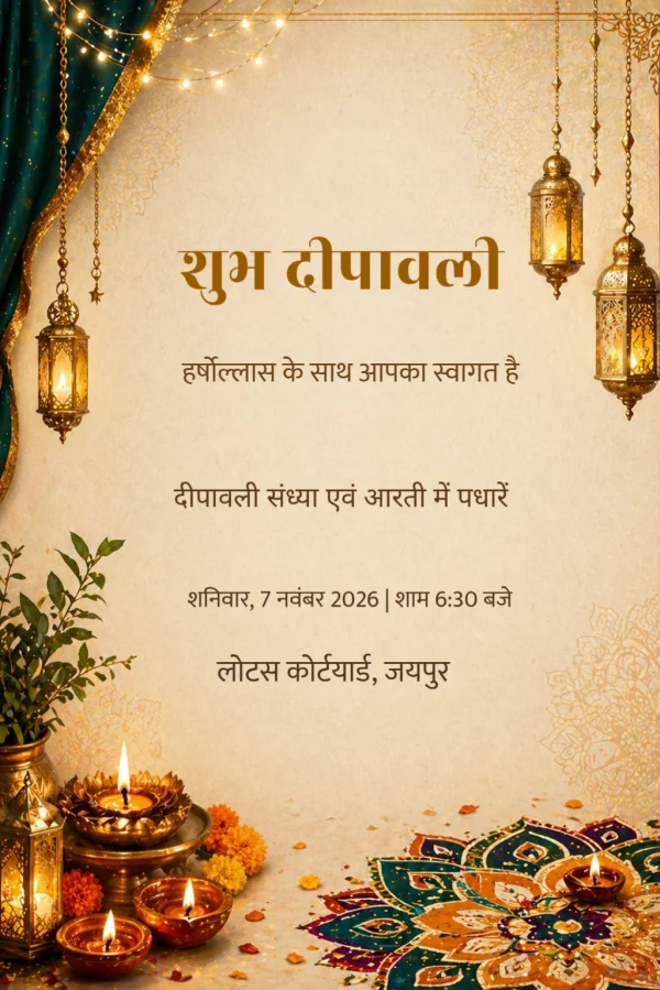 Festive Rangoli Diwali Night (Hindi) invitation template