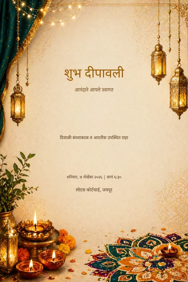 Festive Rangoli Diwali Night (Marathi) — Diwali invitation card template