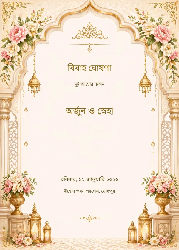 Royal Heritage Wedding (Bengali) — Wedding invitation card template