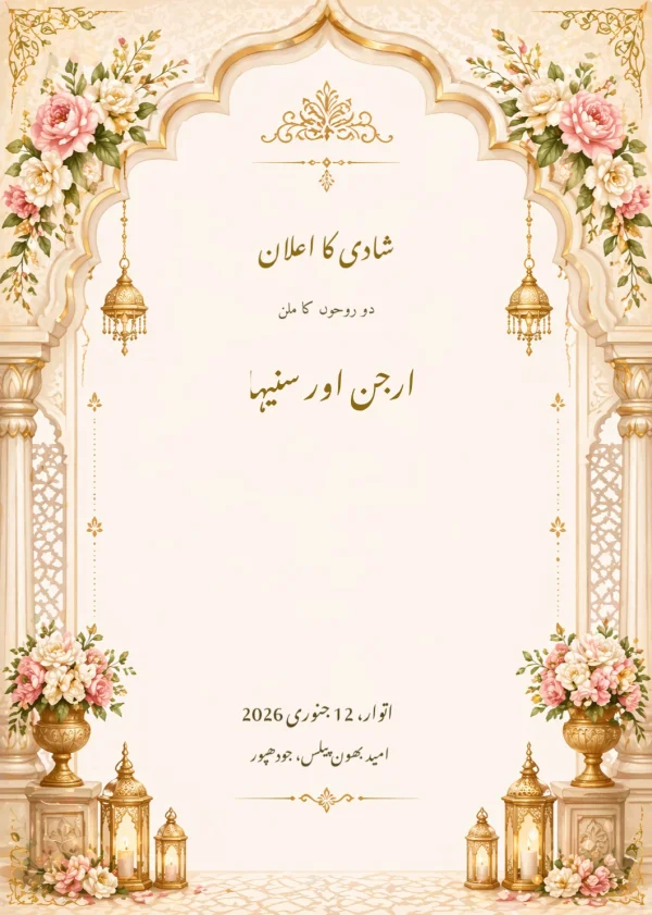 Royal Heritage Wedding (Urdu) — Wedding invitation card template