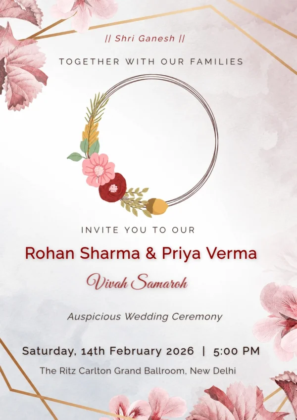 Elegant Floral Watercolor Wedding Invite invitation template