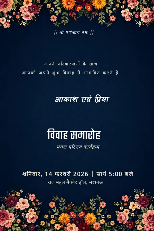 Traditional Hindi Wedding Invitation Template — Wedding invitation card template