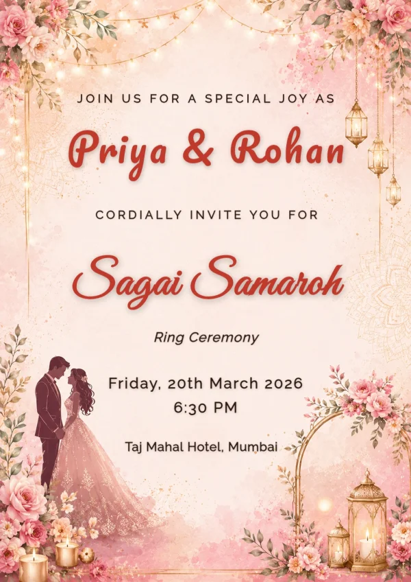 Elegant Blush Floral Engagement Invite — Engagement invitation card template