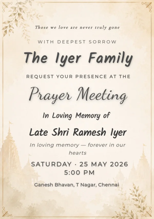 Serene Temple Condolence Memorial Card — Condolence invitation card template