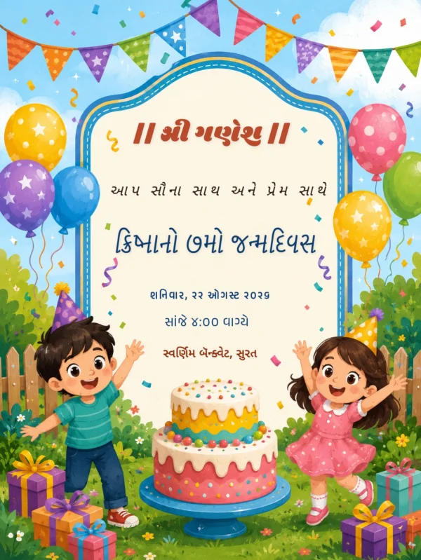 Gujarati Birthday Invitation Template — Birthday invitation card template