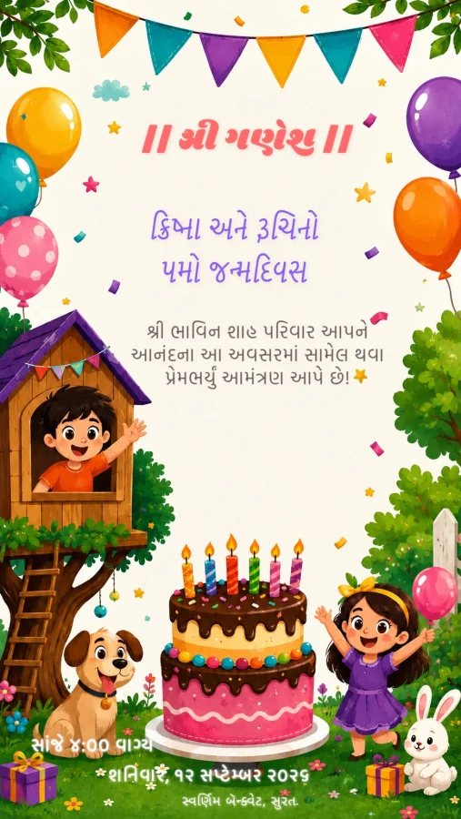 Gujarati Birthday Invitation Template — Birthday invitation card template