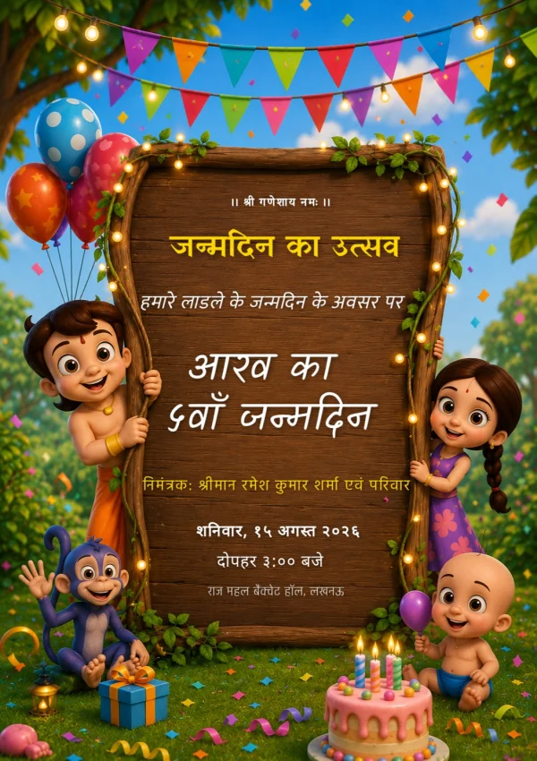 Hindi Birthday Celebration Invitation — Birthday invitation card template