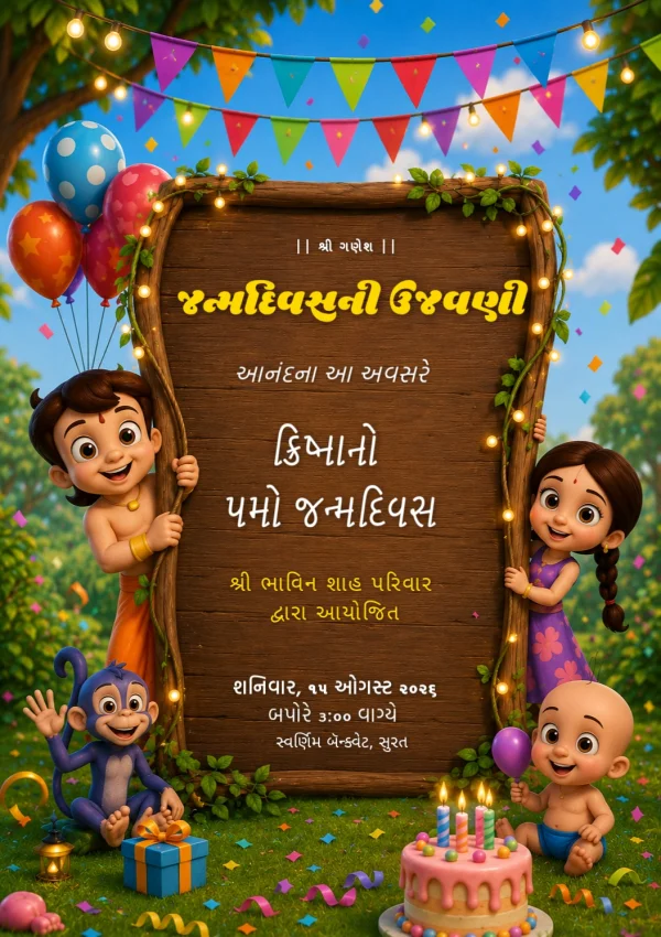 Gujarati Birthday Celebration Invitation — Birthday invitation card template