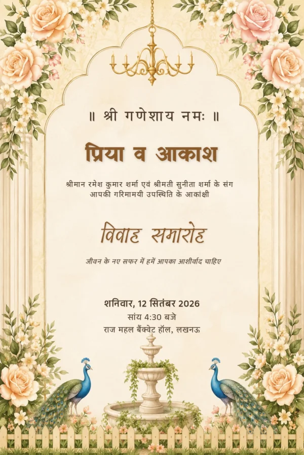 Traditional Hindi Wedding Invitation — Wedding invitation card template
