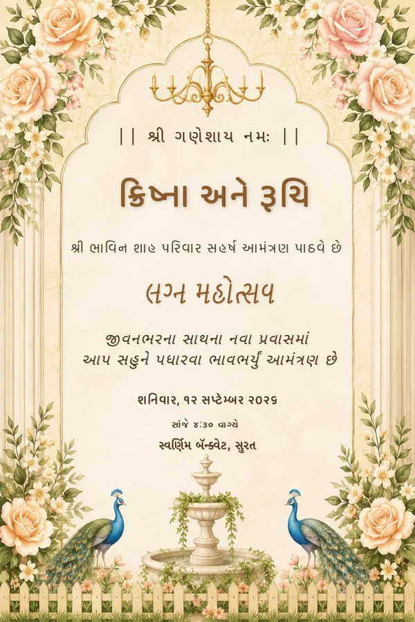 Gujarati Traditional Wedding Invitation — Wedding invitation card template