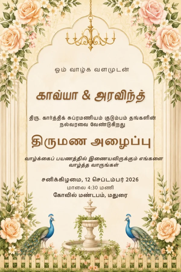 Tamil Wedding Invitation Template — Wedding invitation card template