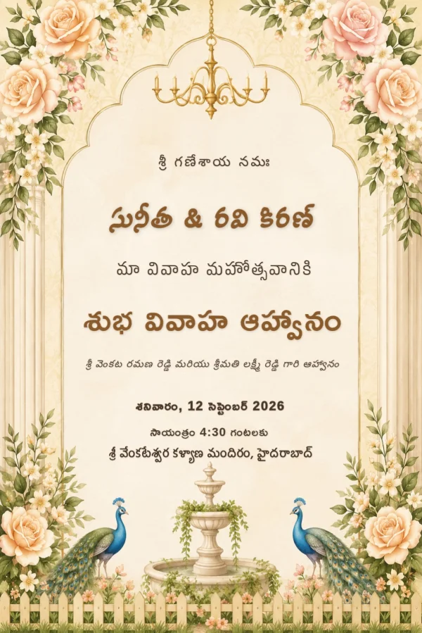 Telugu Traditional Wedding Invitation — Wedding invitation card template