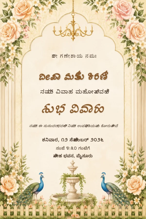 Kannada Traditional Wedding Invitation — Wedding invitation card template