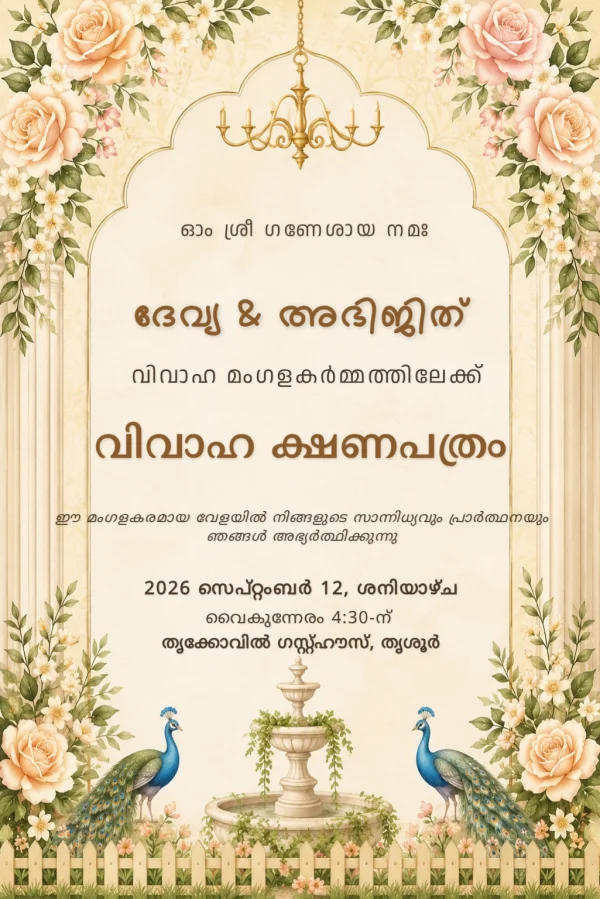 Malayalam Traditional Wedding Invitation invitation template