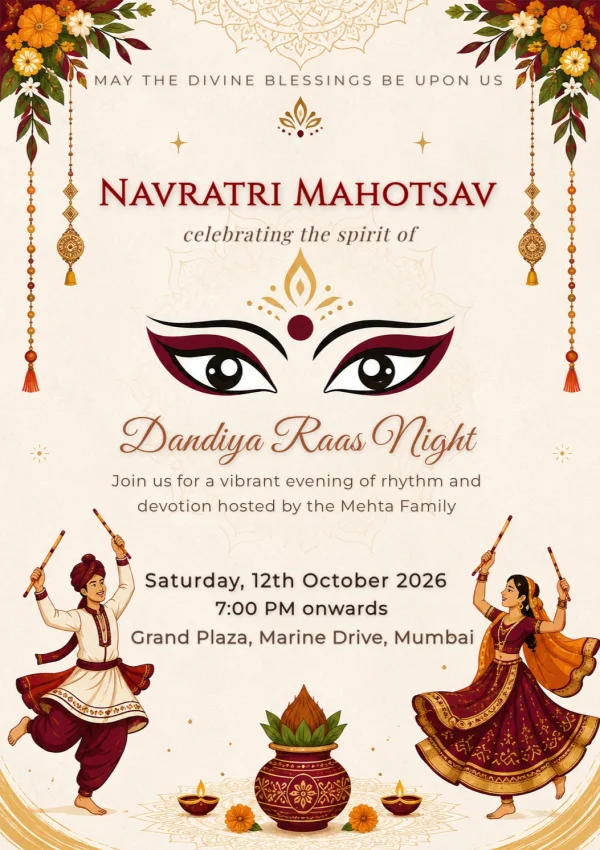 Elegant Goddess Eye Navratri Invite — Navratri invitation card template