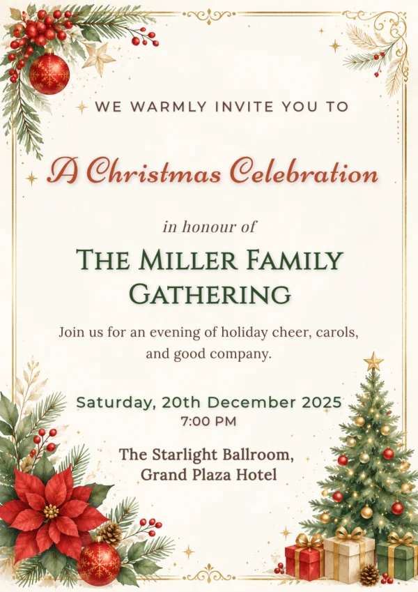 Elegant Festive Christmas Holiday Invitation — Christmas invitation card template