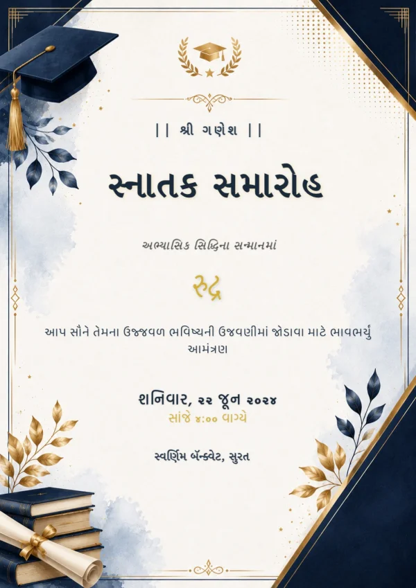 Gujarati Graduation Celebration Invitation — Graduation invitation card template
