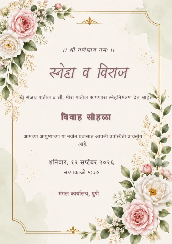 Marathi Maharashtrian Wedding Invitation — Wedding invitation card template