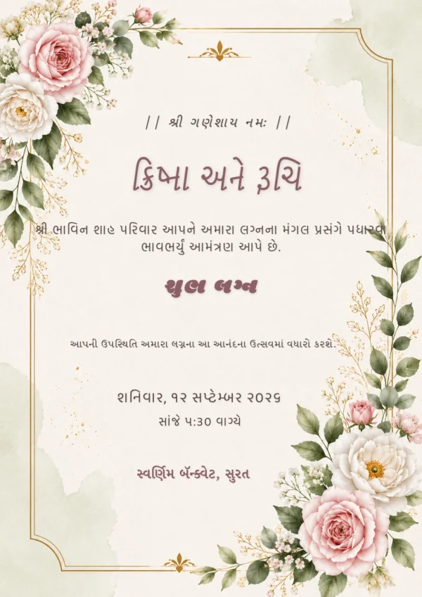 Gujarati Wedding Invitation Template — Wedding invitation card template