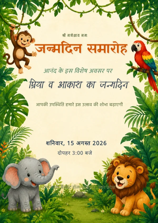 Hindi Birthday Celebration Invitation — Birthday invitation card template