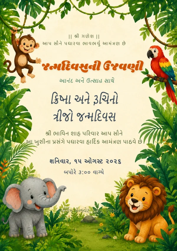 Gujarati Birthday Celebration Invitation — Birthday invitation card template