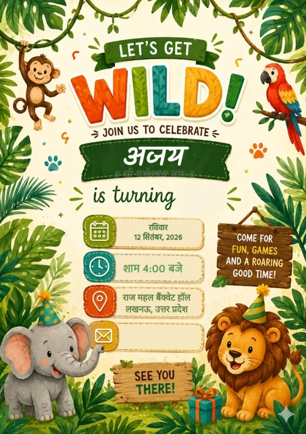 Hindi Birthday Celebration Invitation — Birthday invitation card template