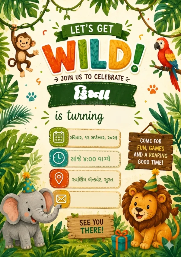 Gujarati Birthday Celebration Invitation — Birthday invitation card template