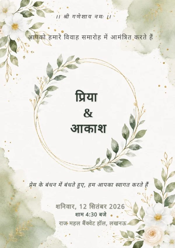 Traditional Hindi Wedding Invitation — Wedding invitation card template