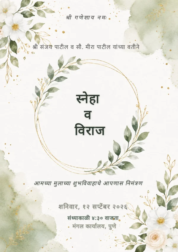 Marathi Traditional Wedding Invitation — Wedding invitation card template