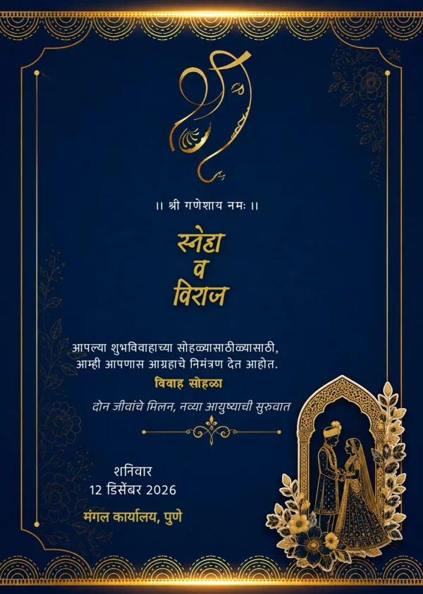 Marathi Maharashtrian Wedding Invitation — Wedding invitation card template