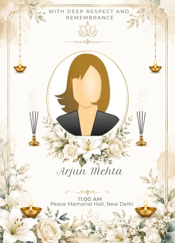 Rest in Peace — Condolence invitation card template