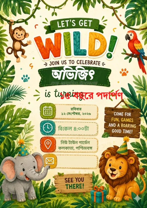 Bengali Birthday Celebration Invitation — Birthday invitation card template