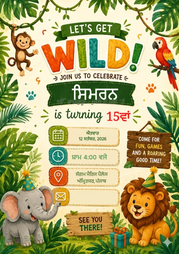 Punjabi Birthday Celebration Invitation — Birthday invitation card template