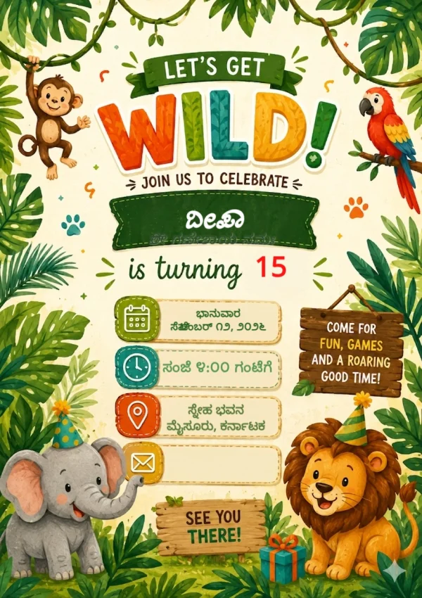 Kannada Birthday Celebration Invitation — Birthday invitation card template