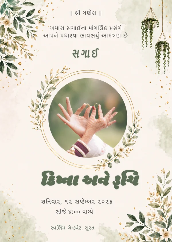 Vibrant Gujarati Engagement Invitation Template — Engagement invitation card template