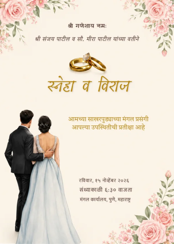 Elegant Terracotta Marathi Engagement Invitation Template — Engagement invitation card template