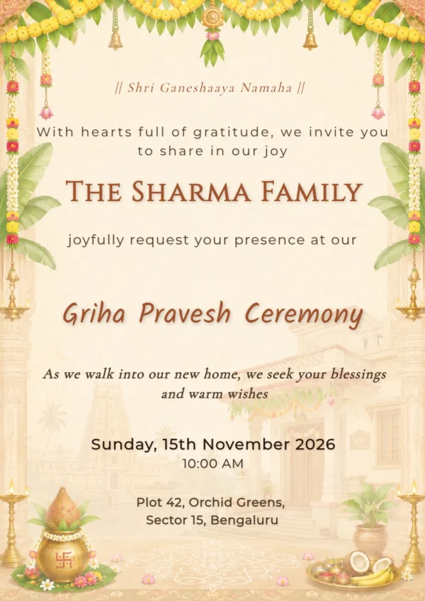 Traditional Floral Housewarming Invitation Template Maker — Housewarming invitation card template
