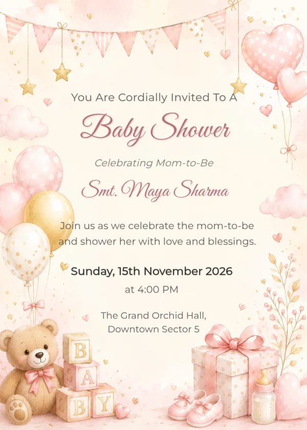 Pastel Teddy Bear Baby Shower Bunting Invite — Baby Shower invitation card template