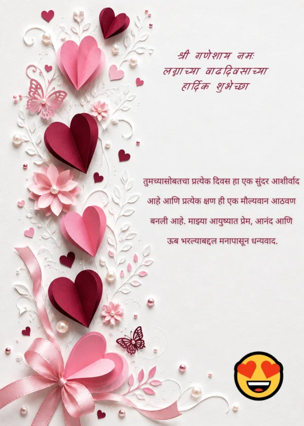 Terracotta Heart Marathi Anniversary Wishes Template — Anniversary invitation card template