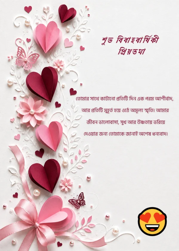 Crimson Heart Bengali Anniversary Celebration Template — Anniversary invitation card template