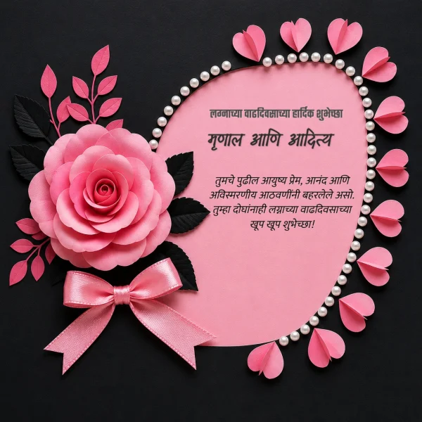 Saffron Paper Rose Marathi Anniversary Invitation Template — Anniversary invitation card template