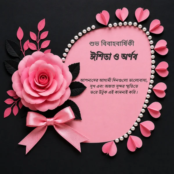 Gold and Red Bengali Anniversary Floral Invite — Anniversary invitation card template
