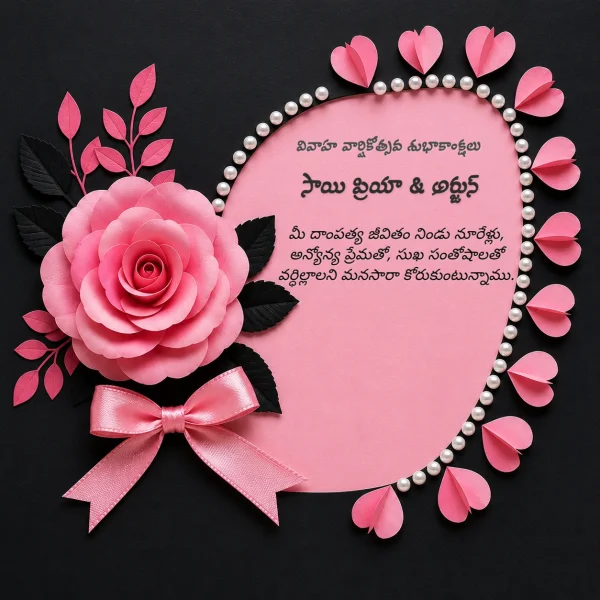 Golden Rose Telugu Anniversary Celebration Design — Anniversary invitation card template