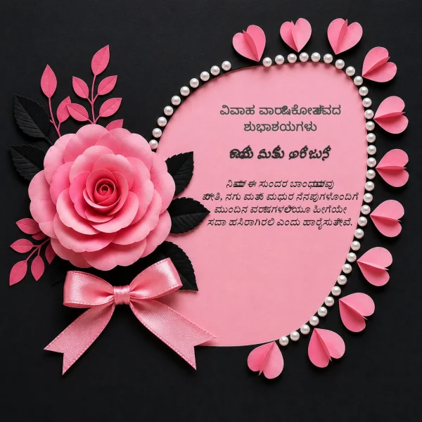 Saffron Rose Kannada Anniversary Celebration Card — Anniversary invitation card template