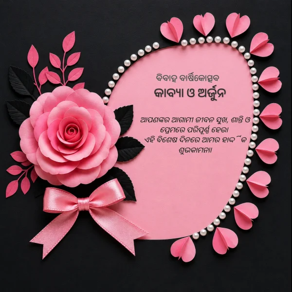 Odia Anniversary Floral Paper Heart Design — Anniversary invitation card template