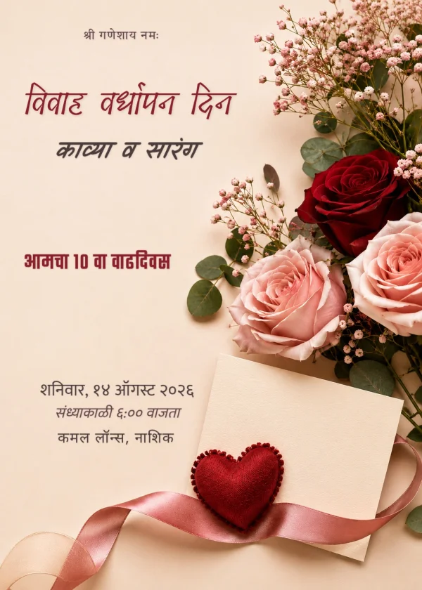 Terracotta Floral Marathi Anniversary Celebration Invite — Anniversary invitation card template
